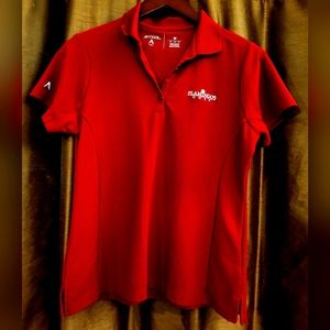 Limited Edition Antigua Golf Shirt M Ruby Red Flamingo Golf Course In Mexico